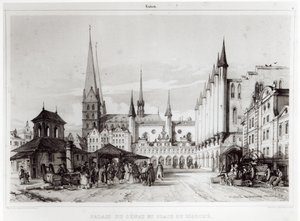 Senatet og markedsplassen i Lubeck, illustrasjon fra 